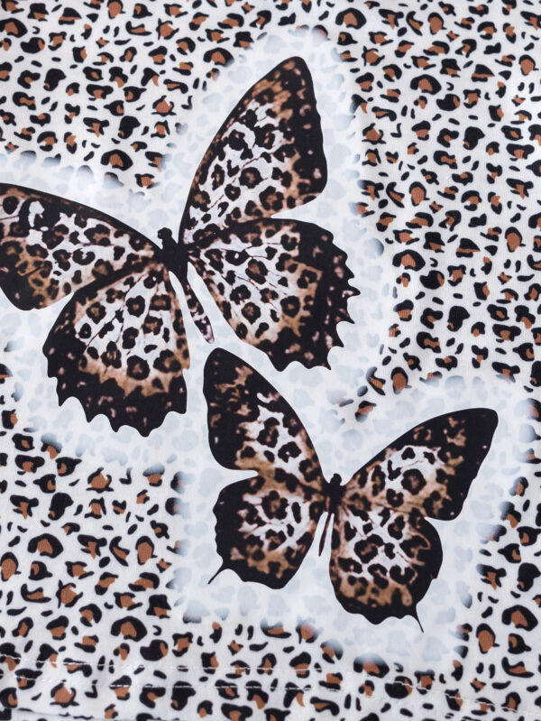 Girls summer fashion leopard print butterfly cartoon pattern positioning print + butterfly cartoon pattern flared pants long - Image 6