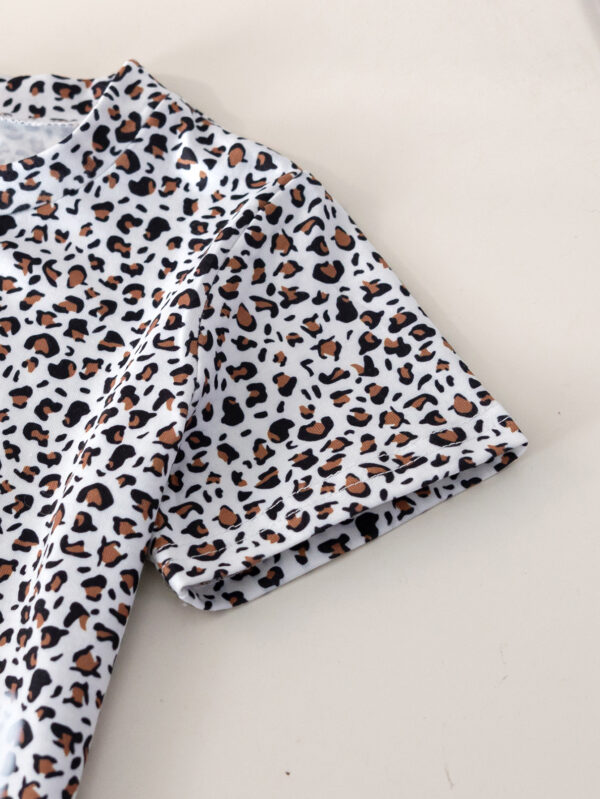 Girls summer fashion leopard print butterfly cartoon pattern positioning print + butterfly cartoon pattern flared pants long - Image 4