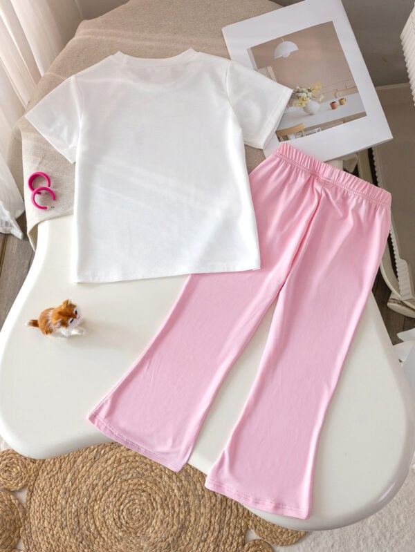 New semester start season girls youth clothing quick-drying breathable campus activities trendy bell-bottom pants suit - Image 2