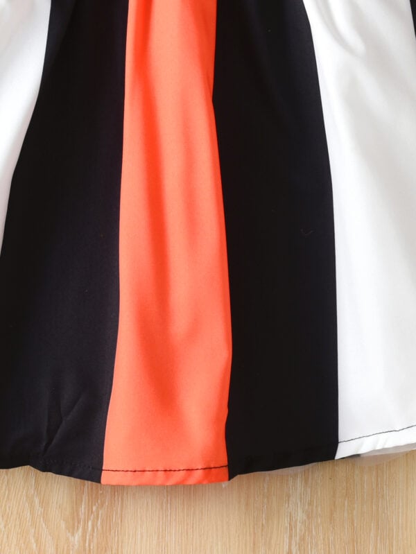 Girls Summer Sleeveless Striped Stitching Bowknot Dress Sleeveless Striped Ruffled Skirt Waist Bowknot - Image 5