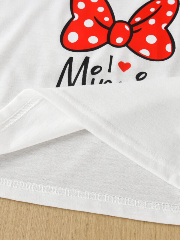 Girls Summer Fashion Bow Pattern Round Neck Small Flying Sleeve Top Polka Dot Shorts Set Outdoor Comfortable - Image 6