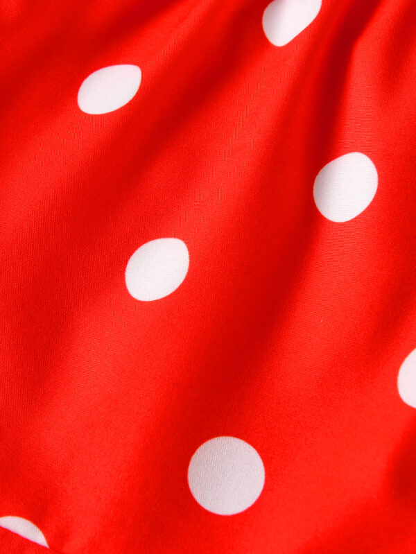 Girls Summer Fashion Bow Pattern Round Neck Small Flying Sleeve Top Polka Dot Shorts Set Outdoor Comfortable - Image 8