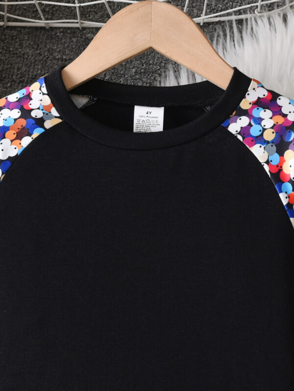 Girls autumn trendy round neck long-sleeved sweatshirt + black trousers suitable for autumn outdoor leisure sports suit - Image 3