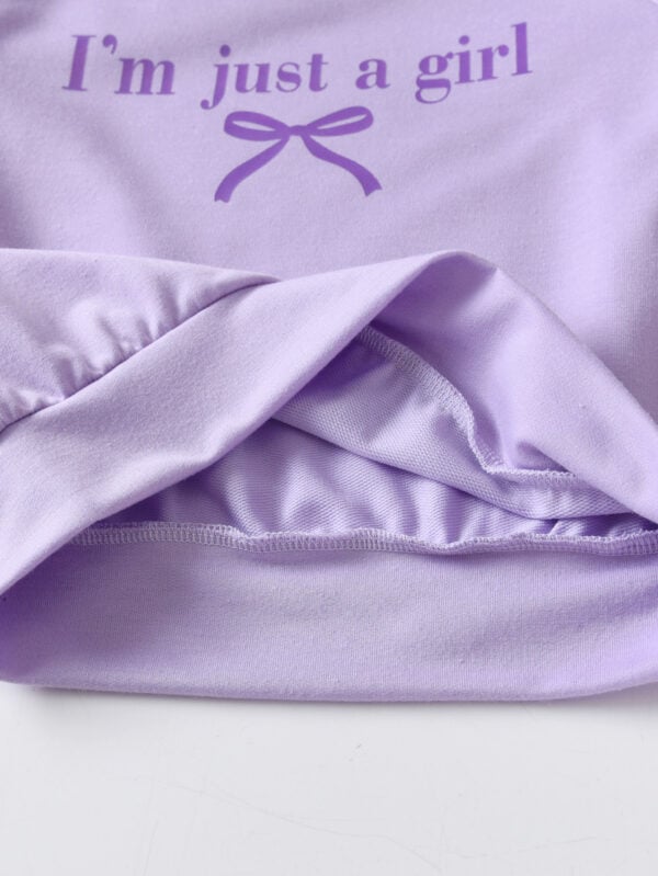 Girls autumn trendy round neck long sleeve loose version sweater + side bow trousers set - Image 7