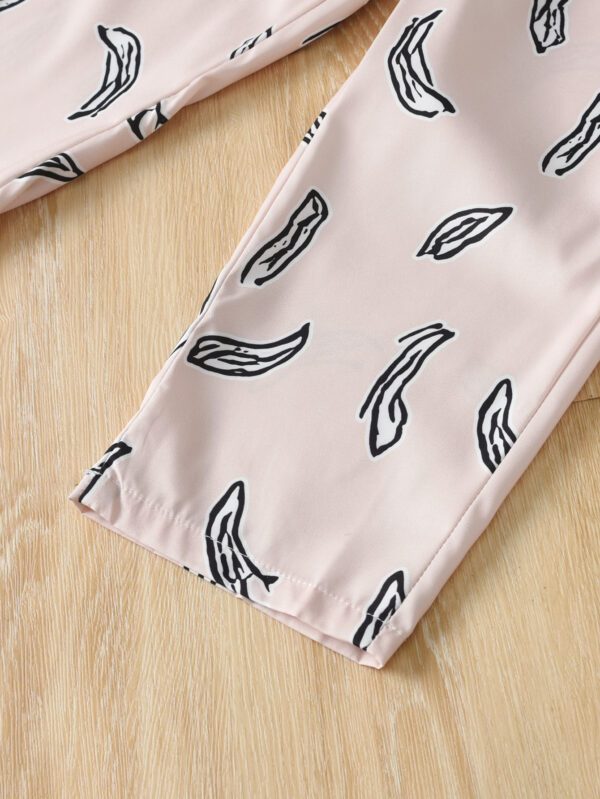Girls Summer Fashion Trousers Set One Shoulder Suspender Top + Irregular Leaf Print Trousers Set - Image 7