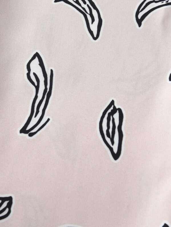 Girls Summer Fashion Trousers Set One Shoulder Suspender Top + Irregular Leaf Print Trousers Set - Image 6