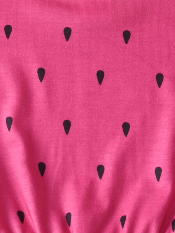 Girls summer cute novel fresh watermelon print striped round neck small flying sleeve elastic waist dress - Image 5
