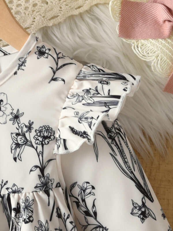 Girls autumn trendy doll collar design with ruffles decoration long sleeves style cuffs with puff sleeves style dress - Image 4