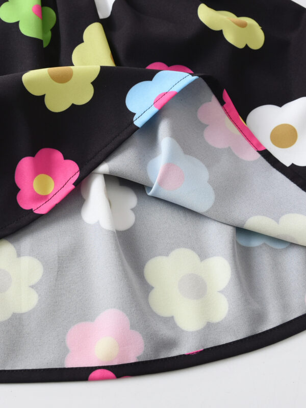 Summer Girls Random Printed Flower Pattern Suspender Flower Pattern Ruffle Hem Waist Dress - Image 10
