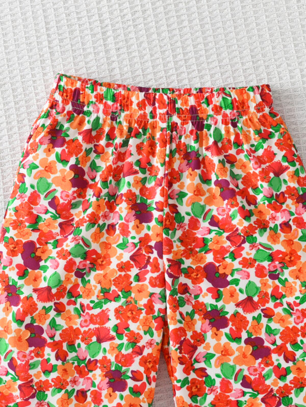 Girls summer suspender ruffle top + wide-leg pants light and breathable suitable for holiday beach trousers set - Image 7