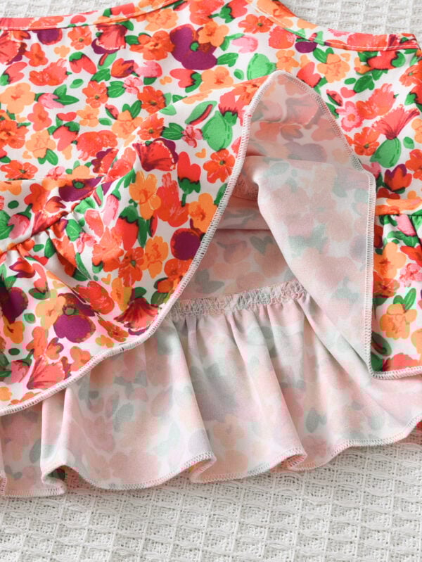 Girls summer suspender ruffle top + wide-leg pants light and breathable suitable for holiday beach trousers set - Image 6