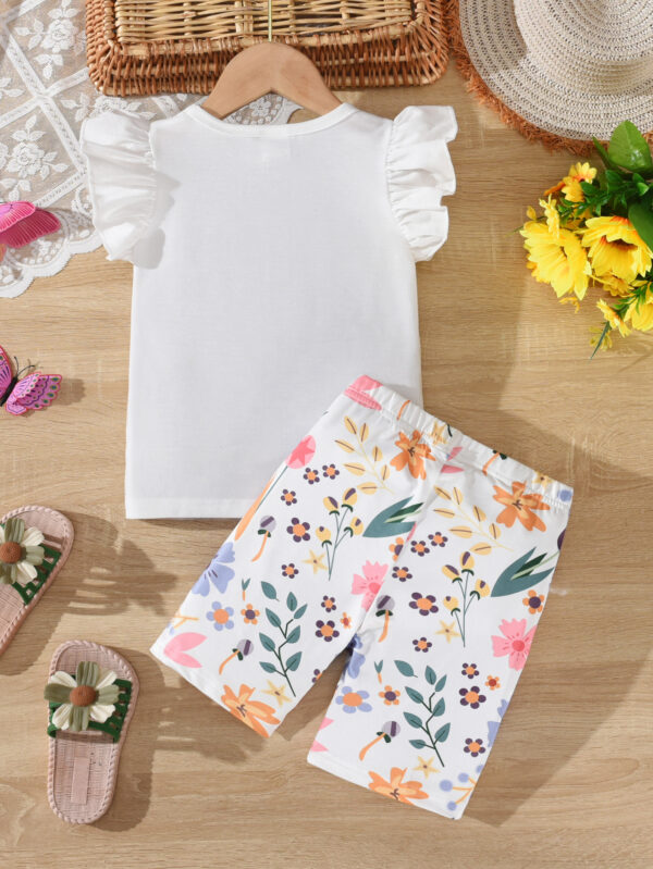 Girls summer short bright flower healing little girl suit girls summer fashion trend shorts suit - Image 2