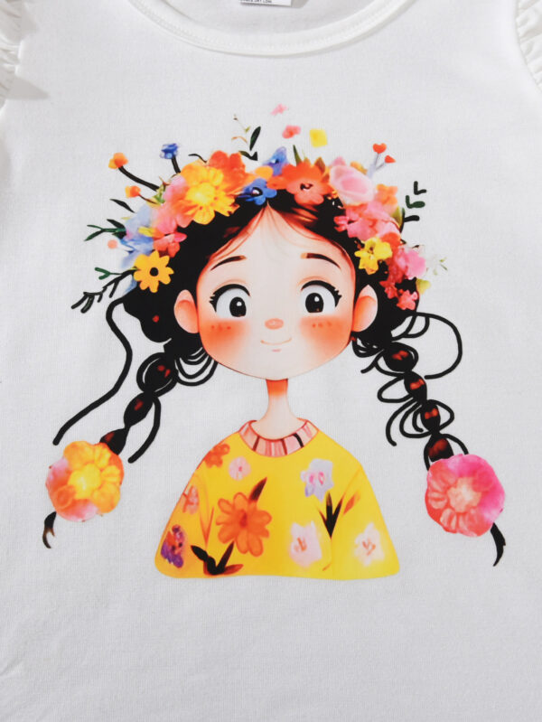 Girls summer short bright flower healing little girl suit girls summer fashion trend shorts suit - Image 4
