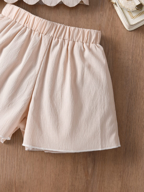 Girls Summer Sleeveless Top + Shorts Set Lightweight Cotton Ruffle Design Shorts Set - Image 8