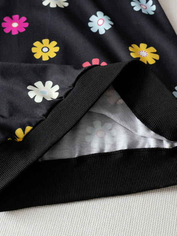 Season&apos;s new trend girls&apos; hooded sweatshirt dress with colorful flower pattern dress - Image 7