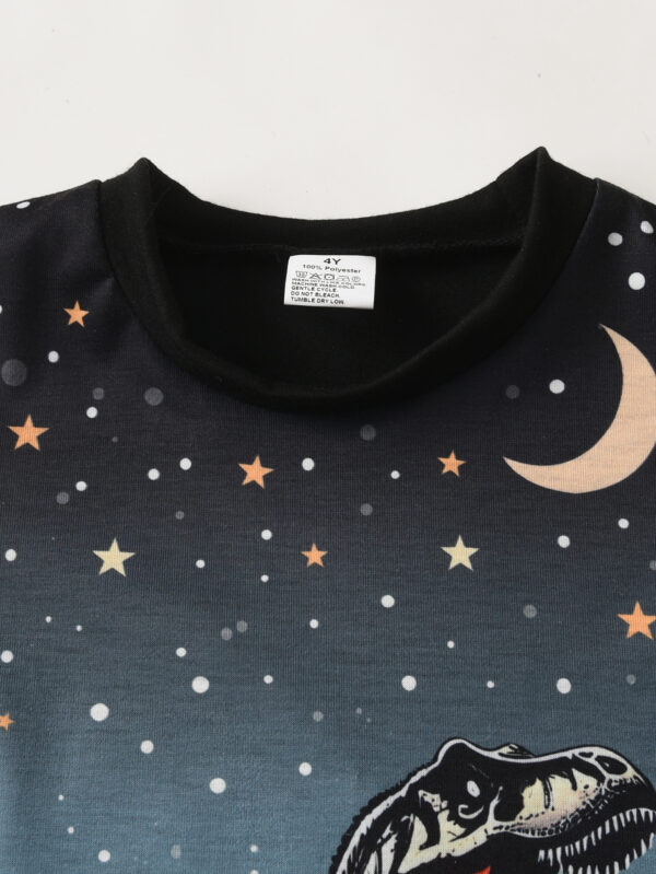 New fashion boys summer trend dinosaur cartoon pattern short suit boys summer dinosaur starry sky suit - Image 5