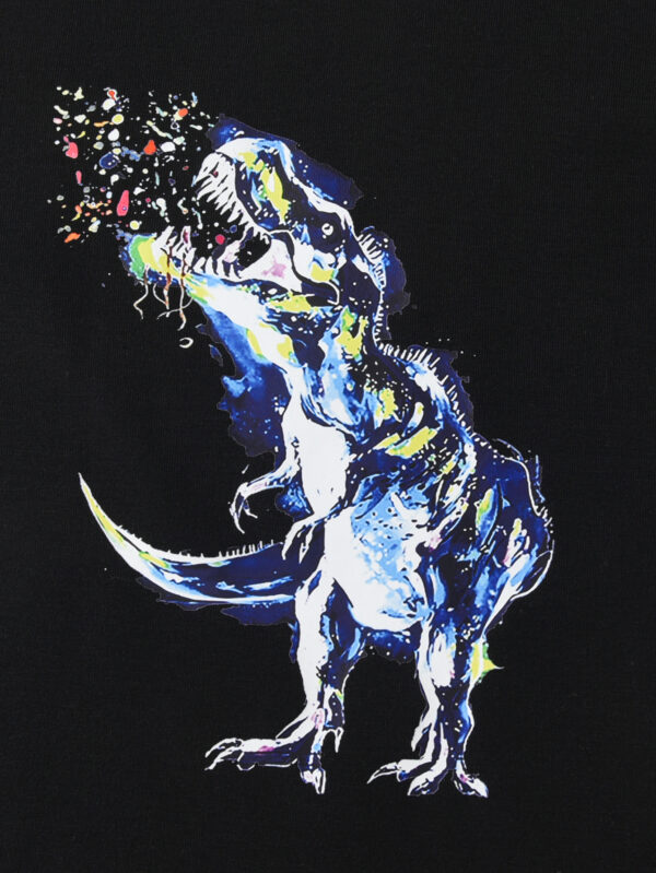 Boys summer new fashion splash ink color cool Tyrannosaurus Rex pattern T-shirt shorts two-piece set - Image 4