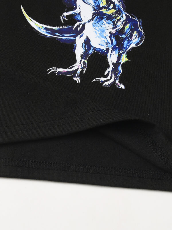 Boys summer new fashion splash ink color cool Tyrannosaurus Rex pattern T-shirt shorts two-piece set - Image 7