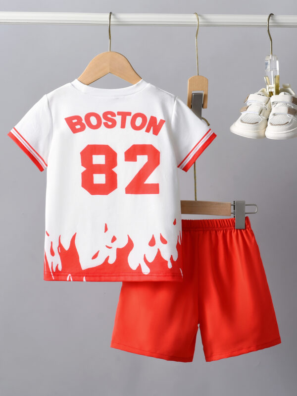 American street style children&apos;s T-shirt cool boy flame element design casual style regular version - Image 2