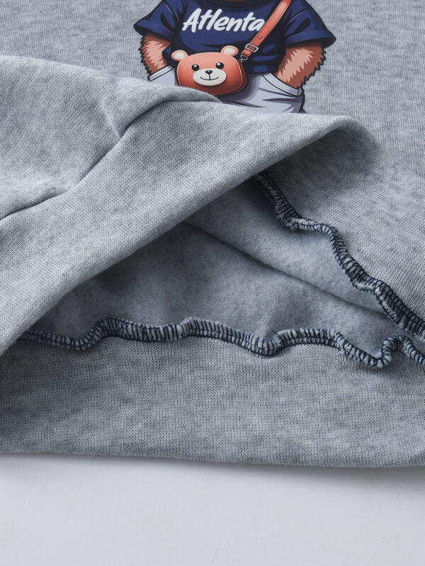 Boys autumn hooded sweatshirt with trendy bear pattern on the front and long pants set suitable for outdoor - Image 8