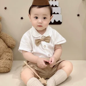 一周岁男宝宝帅气套装婴儿百日宴礼服婴幼儿韩系英伦风小西装夏天