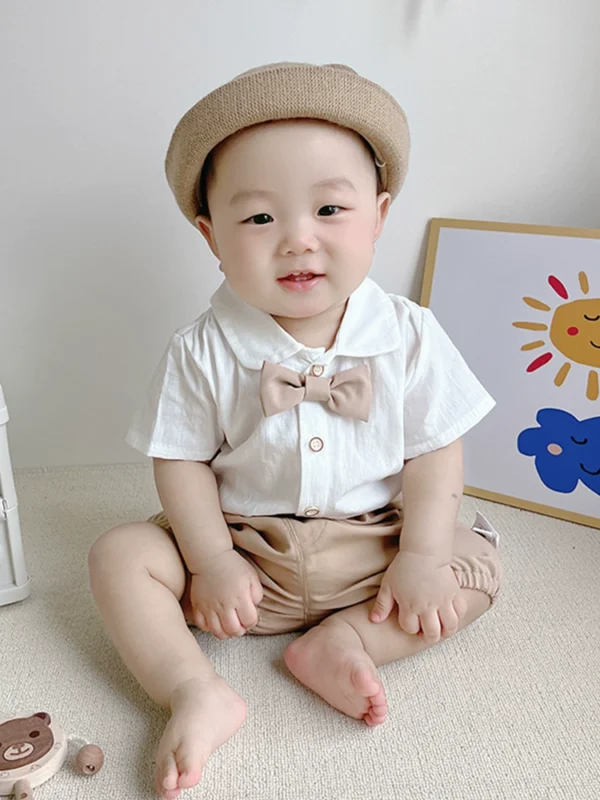 一周岁男宝宝帅气套装婴儿百日宴礼服婴幼儿韩系英伦风小西装夏天 - Image 2